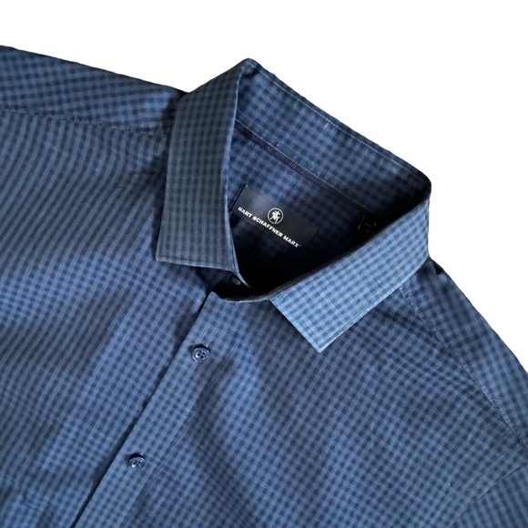 Men’s Navy Checkered Dress Shirt Sz Lg - Picture 9 of 14